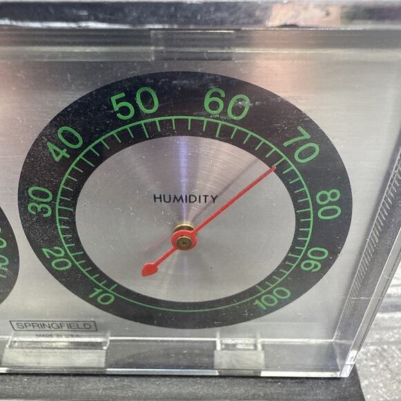 Vintage Temperature And Humidity Gauge By Springfield USA Great Condition Rare - Picture 3 of 9